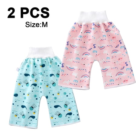 2 Packs Waterproof and Leakproof Diaper Pants Potty Training Cloth Diaper Pants for Baby Boy and Girl Night Time
