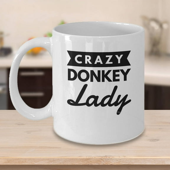 Donkey 11 oz Coffee Mug - Crazy Donkey Lady White Ceramic Gift
