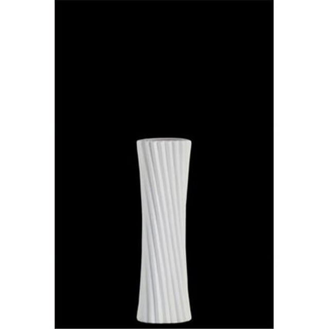 Urban Trends Collection 53018 Ceramic Round Vase with Slanting Lines Design, White - Small