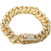 Gold Chain for Men Iced Out,14/20MM 18k Real Gold/Rose Gold/Rhodium Black Plated/Platinum White Gold Diamond Cuban Link Chain Necklace Bracelet,Lab Dimaonds Prong Set,Gift for Him