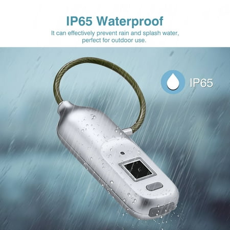 - Fingerprint Padlock – Smart Bluetooth Keyless Biometric Lock for Gym, Locker, Outdoor Door, Backpack, Luggage Suitcase, Bike, Office, IP65 Waterproof, USB Charging (Silver )