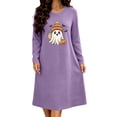 thumbnail image 6 of Taqqpue Womens Sleepshirt Long Sleeve Crew Neck Cotton Nightgown Halloween Graveyard Print Oversized Knee Length Casual Pullover Lightweight Sleep Gown for Women All Plus Sizes, 6 of 6