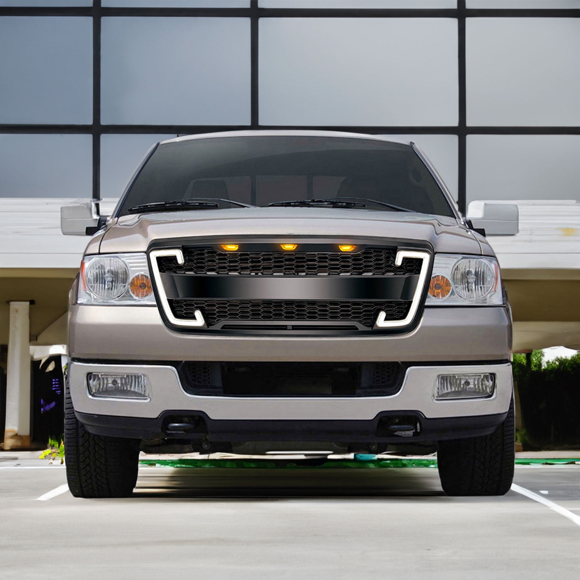 AMERICAN MODIFIED Raptor-Style Grille w/Turn Signal Lights, 04-08 Ford F150