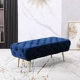thumbnail image 4 of Sira Velvet Button Tufted Bench with Gold Metal Legs in Gray, 4 of 11