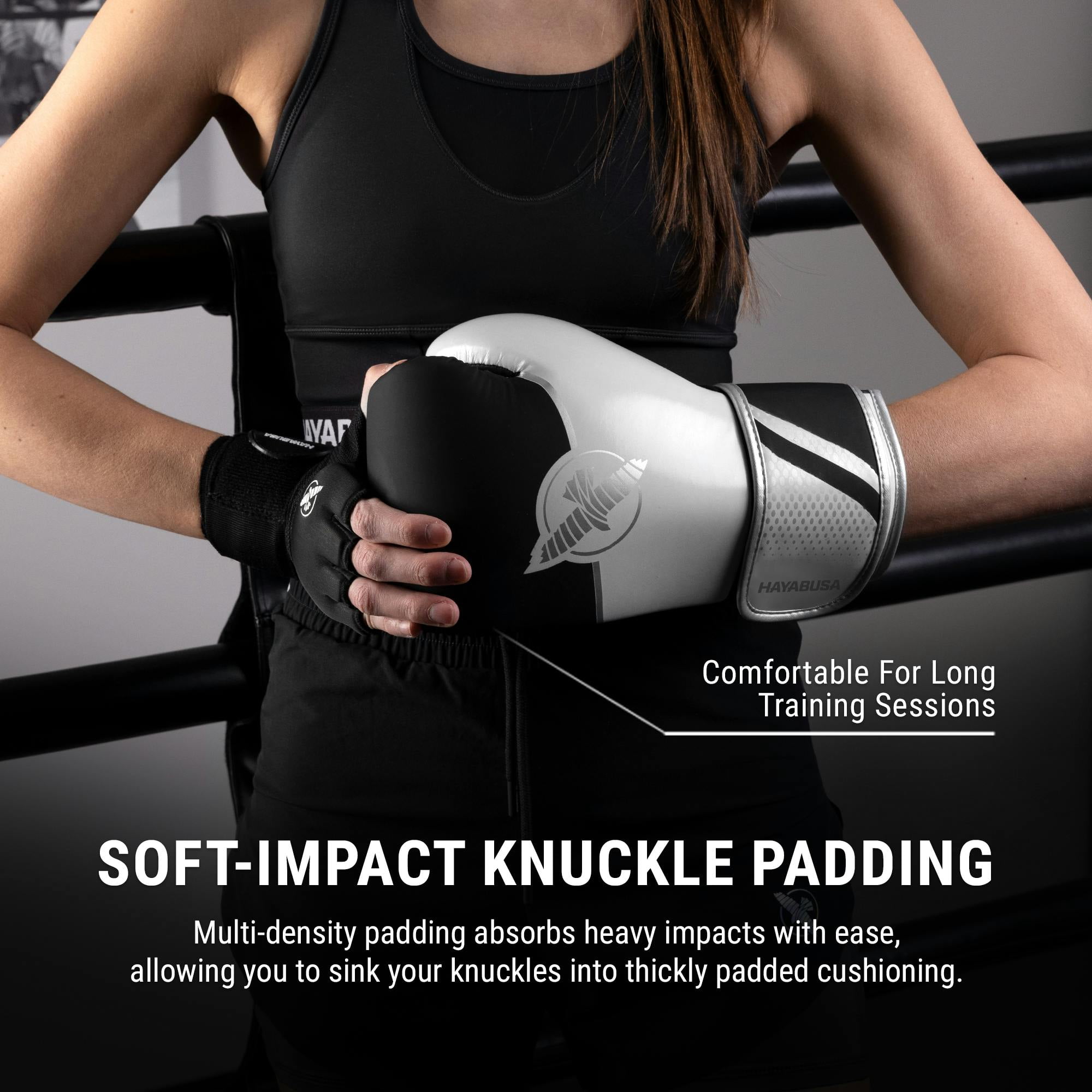 Hayabusa Sport Boxing Gloves for Men and Women - White/Silver, 12oz