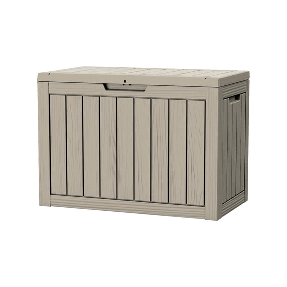 Decksplore 45 Gallon Lockable Resin Deck Box, Outdoor Cushion Storage Toy Box,Waterproof & UV-Resistant Outdoor Storage Box for Garden Tools and Outdoor Cushion Storage,Toy Storage, Brown
