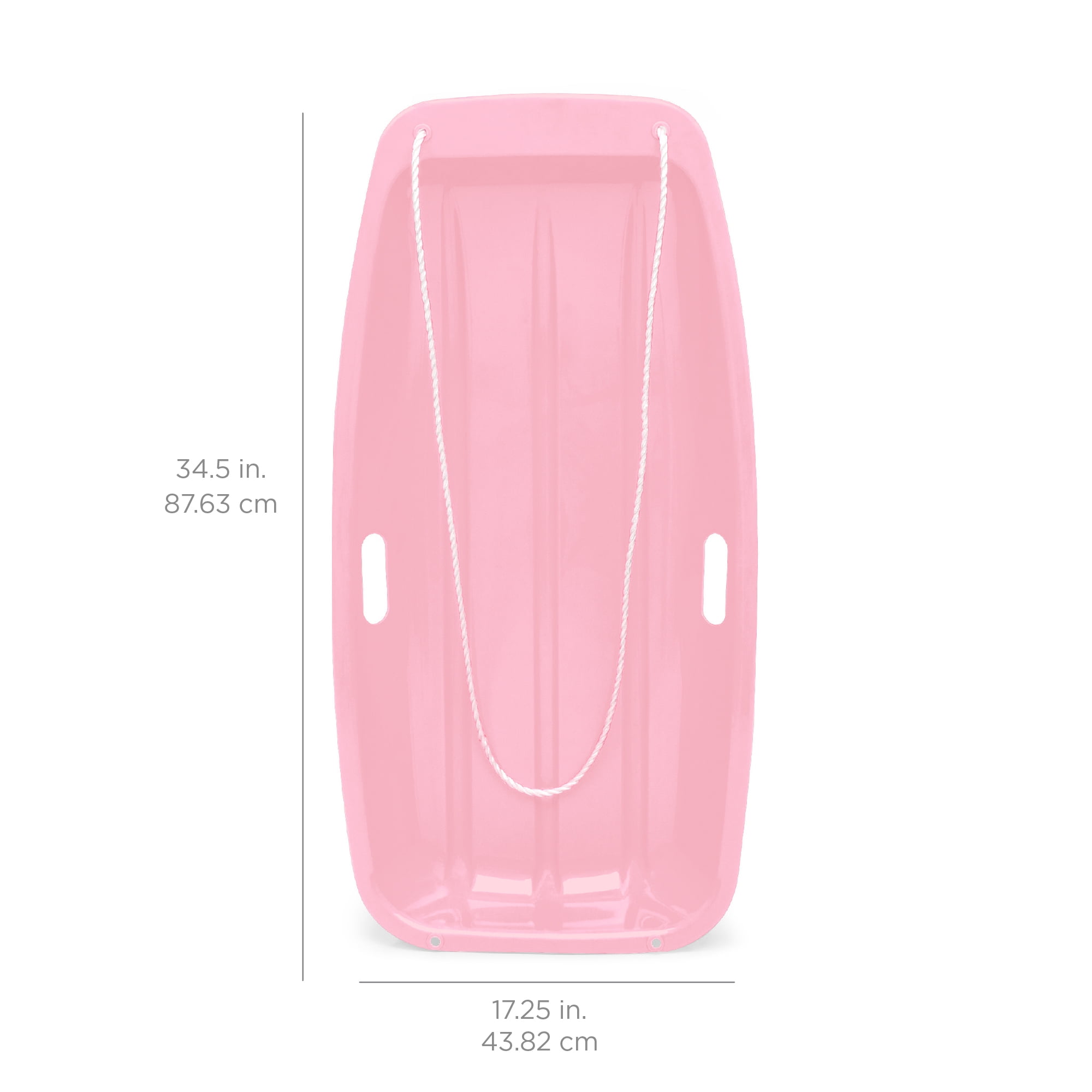 Best Choice Products 35in Kids Outdoor Plastic Sport Toboggan Winter Snow Sled Board w/ Pull Rope, 2 Handles - Light Pink