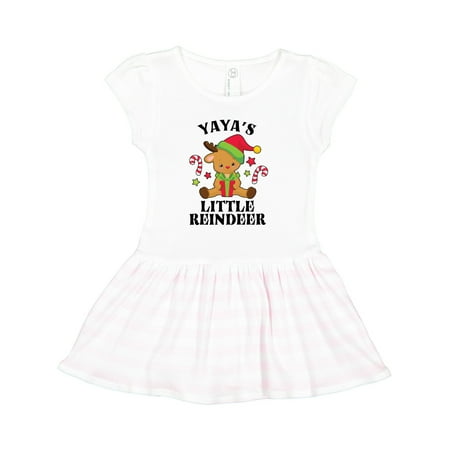 

Inktastic Christmas Yaya s Little Reindeer with Candy Canes Gift Toddler Girl Dress