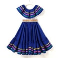 thumbnail image 5 of IBTOM CASTLE Toddler Girls Mexican Traditional Cinco de Mayo Fiesta Dress Rainbow Off Shoulder Folklorico Dresses 7-8 Years Blue, 5 of 8