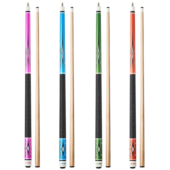 VEVOR Pool Cue, 4 Pieces Pool Stick, 58 inch Canadian Maple Wood Billiard Pools Stick with ABS Connection Ring, Cues Sticks for Professional Pool Table, Bar, Home, Office, 18 oz, 19 oz, 20 oz, 21 oz