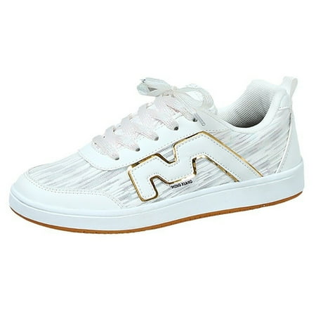 

MIASHUI Walking Shoes Couples Lace Up Leather Sneakers Outdoor Casual Comfortable Non Shoes Womens Sneakers White 9.5