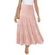 thumbnail image 5 of Falda larga Prolriy de verano para mujer, elástica, de cintura alta, estilo bohemio, informal, con cordón, corte A, color rosa, L, 5 of 8