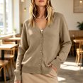 thumbnail image 2 of Lumtrix Cardigans Sweater For Women Warm Lightweight Button Front Cardigan Oversized Long Sleeve V Neck Cozy Sweaters Dressy Casual Tops Khaki S, 2 of 9