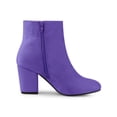 thumbnail image 3 of BLISSFUL STEP Women's Side Zipper Block Heel Ankle Boots Purple 7, 3 of 8