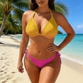 thumbnail image 4 of Womens Bikini Swimsuits, Swimsuit Bikini, Two Piece Swimsuit for Women, Two Piece Triangle Bikini Sets for Women String Bathing Suit Halter Top With Side Tie Bikini Bottom, Saffron 3XL, 4 of 5