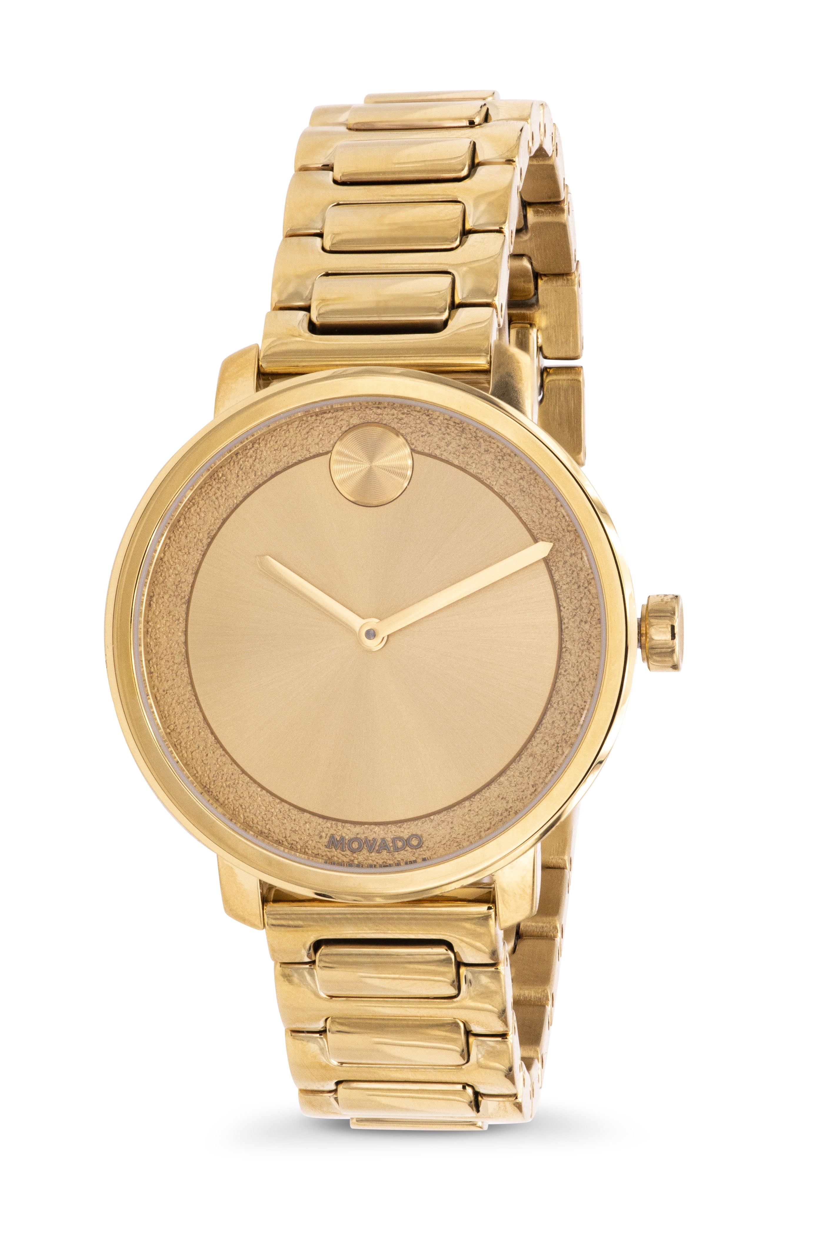 Movado Bold Gold Dialed Analog Watch, 42.5mm, Stainless Steel