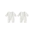 thumbnail image 2 of Cjfdfy Newborn Baby Girl Fall Clothes Ruffle Infant Solid Color Long Sleeve Romper Ripped Ruffled Trim Wrapped Tie-up Jumpsuit Baby Cute Coming Home Fall Winter Outfit, 2 of 9