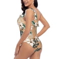 thumbnail image 6 of Balery Tropical Leaves Flower One Shoulder Swimsuits for Women Ruffle Swimsuits Tummy Control One Shoulder Bathing Suits-Medium, 6 of 8
