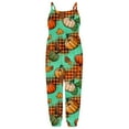 thumbnail image 3 of Halloween Girls Jumpsuit 4T Sleeveless Pumpkin Print Casual Spaghetti Strap Loose Romper Long Pants with Pockets Toddler Girls Clothing Z0I-Green, 1-2 Years, 3 of 4
