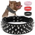 thumbnail image 1 of GHSDFBB Collier pour Chien Réglable à Larges Pointes, Rivets en Cuir PU pour Chat, Collier Durable Clouté pour Petit Moyen Grand Race, comme Pit Bull Mastiff Bulldog Pugs Husky, Bla, 1 of 6