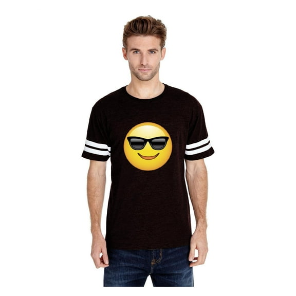Mens Football Fine Jersey T-shirts - Emoji with Sunglasses