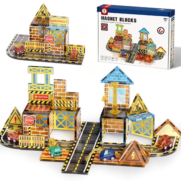Magnetic Tiles Sets for Kids Ages 4 8 , Engineer 50PCS Magnetic Tiles, STEM Montessori Educational Toy for Boys Girls, Magnetic Construction Toys for 4-8 Year Old Kids Gifts