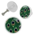 thumbnail image 2 of 4 Pcs Peacock Feathers Knobs for Kitchen Cabinet Cupboard Dresser Bookcase Drawer Pulls Handles Round Home Decor, 2 of 5
