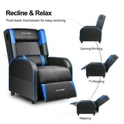 GTRACING Gaming Recliner Chair Bluetooth Speakers Footrest Racing Style Single Living Room Sofa PU Leather Home Theater Seating Massage Lumbar Support, Blue