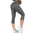 thumbnail image 2 of Seyurigaoka Women Yoga Gym Capri Pants Solid Color Tummy Control High Waist Workout Leggings for Fitness Sport Running, 2 of 5