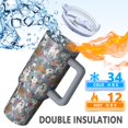 thumbnail image 5 of OBREWU Bulldog Dog and Flower Florals Tumbler with Handle and Lid,Bulldog Dog and Flower Florals 40oz Double Wall Vacuum Insulated Tumbler,Cups Gift for Women and Men, 5 of 7