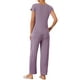 thumbnail image 3 of Conjunto de pijama de modal de manga corta para mujer INSPIRE CHIC, 2 piezas, ropa de casa, pantalones largos, sudadera, morado, 3 of 6