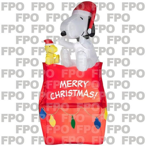 Gemmy Industries 9474032 Airblown Snoopy sur la Maison avec Bannière & Lumières Décoration de Noël Coloré&44; Multi