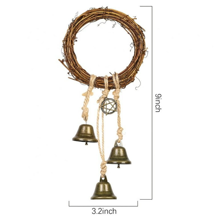 Witch Bells for Door Knob Protection, Witch Bell Garland Witchcraft Supplies, Sorceress Herb Bell Wreath, Magic Wicca Charm Wind Chimes Gift for Home