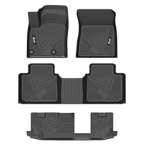 Ikon Motorsports 3D Molded TPE Floor Mats Fits 2022-2025 Mitsubishi Outlander, IKON Black Waterproof Non-Slip Floor Liners, Front 2nd Row Carpets 4PCS