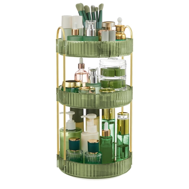 Organizador de maquillaje SONGMICS de 3 niveles, redondo, giratorio, verde pálido