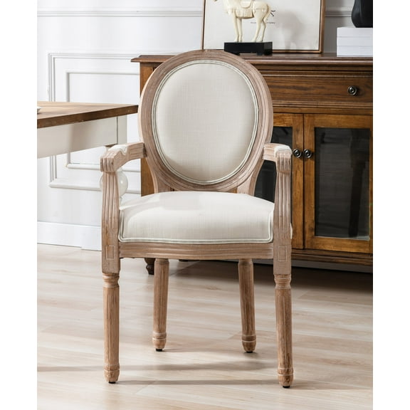 CAROCC French Vintage Upholstered Fabric Dining Armchair