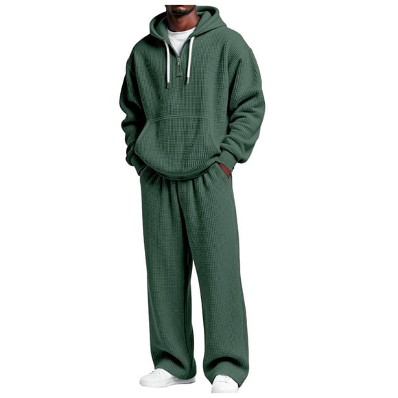 Ketyyh-chn99 Men's Tracksuit 2 Piece Hoodies Casual Gym Sweat Suits Men's Sports Two Piece Solid Color Semi Zipper Hooded Long Sleeved Sweater Casual Suit Size for XL,AG