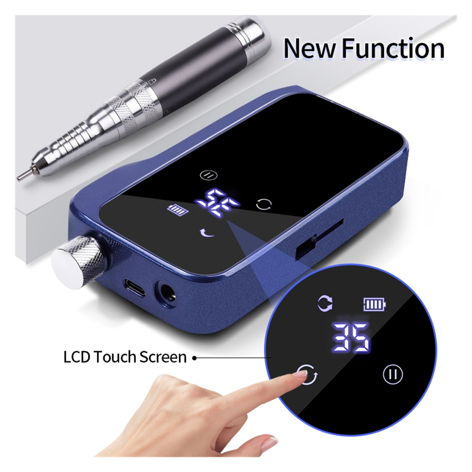 Professional Rechargeable Nail Drill Machine, Cordless 35,000RPM Brushless Nail Drill, Portable Electrical Nail File For Acrylic Nails ,Low Noise