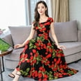 thumbnail image 3 of Women Summer Casual Short Sleeve Floral Printing Long Dress, 3 of 8