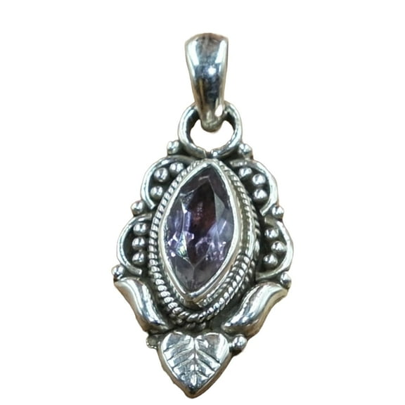 Purple Amethyst Gemstone 925 Sterling Silver Handmade Design Pendant Gift Jewelry For Her