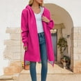 thumbnail image 2 of Arlun Plus Size Women's Full Zipper Coat Winter Fall Fashion Loose Warm Comfy Mid Outerwear Casual Solid Color Long Sleeve Irregular Hem Hooded Jackets with Pockets Hot Pink1 L, 2 of 5