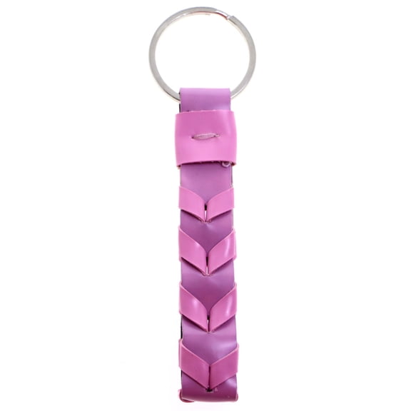 Braided Split-Ring-Keychain Pink/Silver-Tone