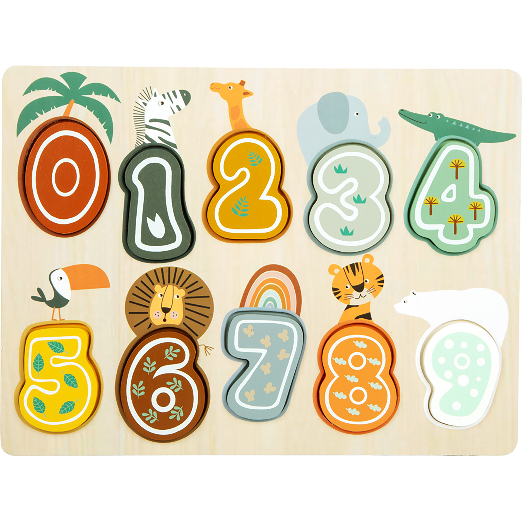 Small Foot Wooden Toys Safari Themed Number Puzzle Designed for Children Ages 12+ Months