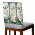 thumbnail image 2 of Retro Window Flowering Chair Covers Set of 1 Teal Floral Butterfly Chair Back Covers Stretch Removable Washable Slipcovers Protector for Dining Room Kitchen Party Decor, 2 of 5