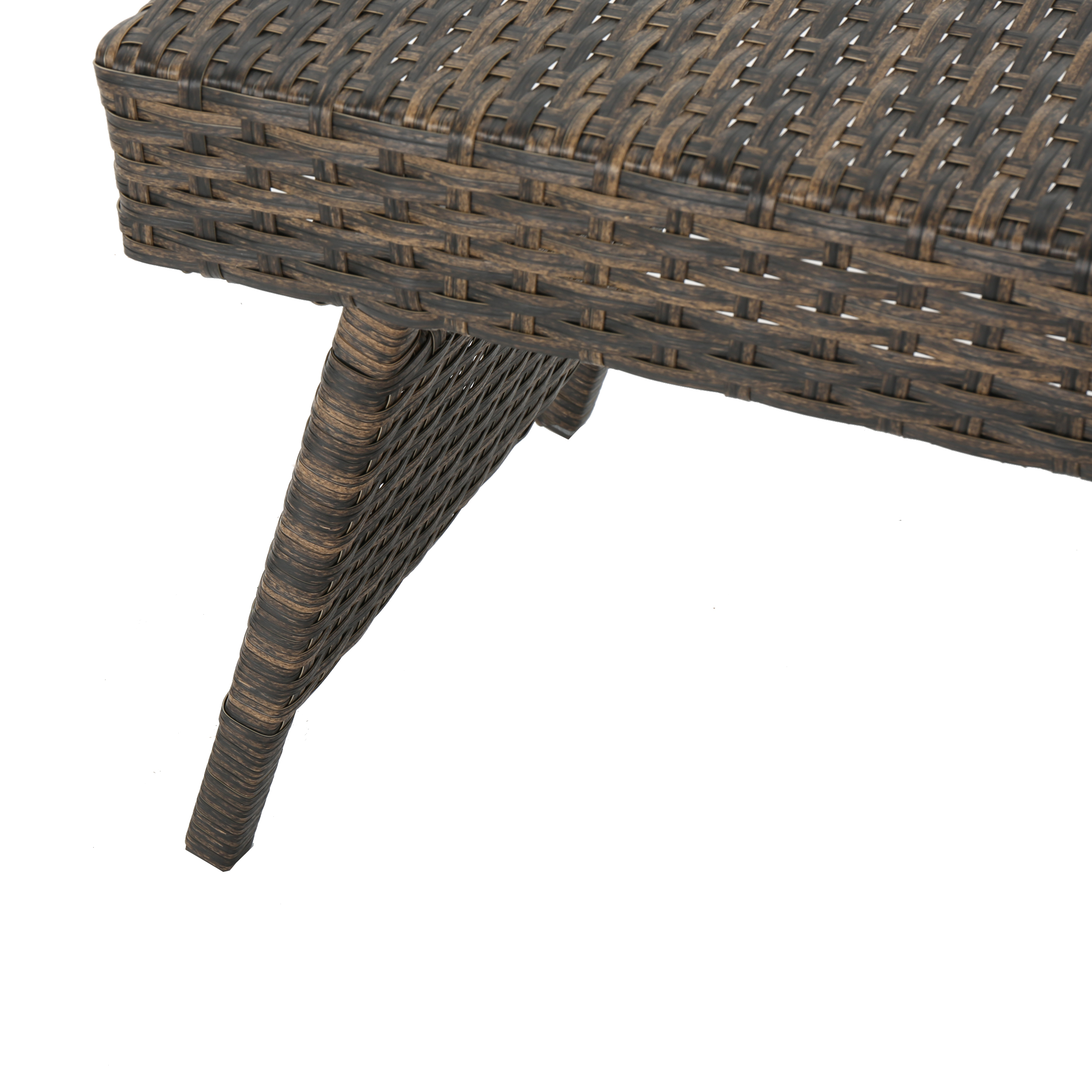 Outdoor Wicker End Table with Aluminum Frame, Mixed Mocha