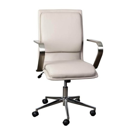 Mid-Back Executive Office Chair with Brushed Chrome Base and Arms Taupe