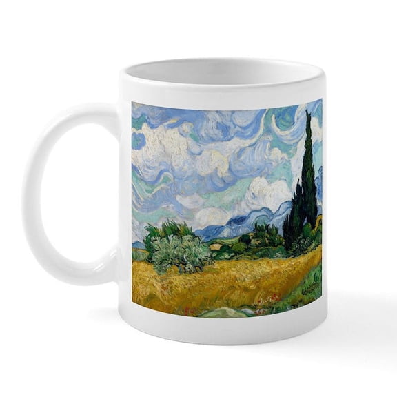 CafePress - Van Gogh Wheat Field With Cypresses Mug - 11 oz Ceramic Mug - Novelty Coffee Tea Cup