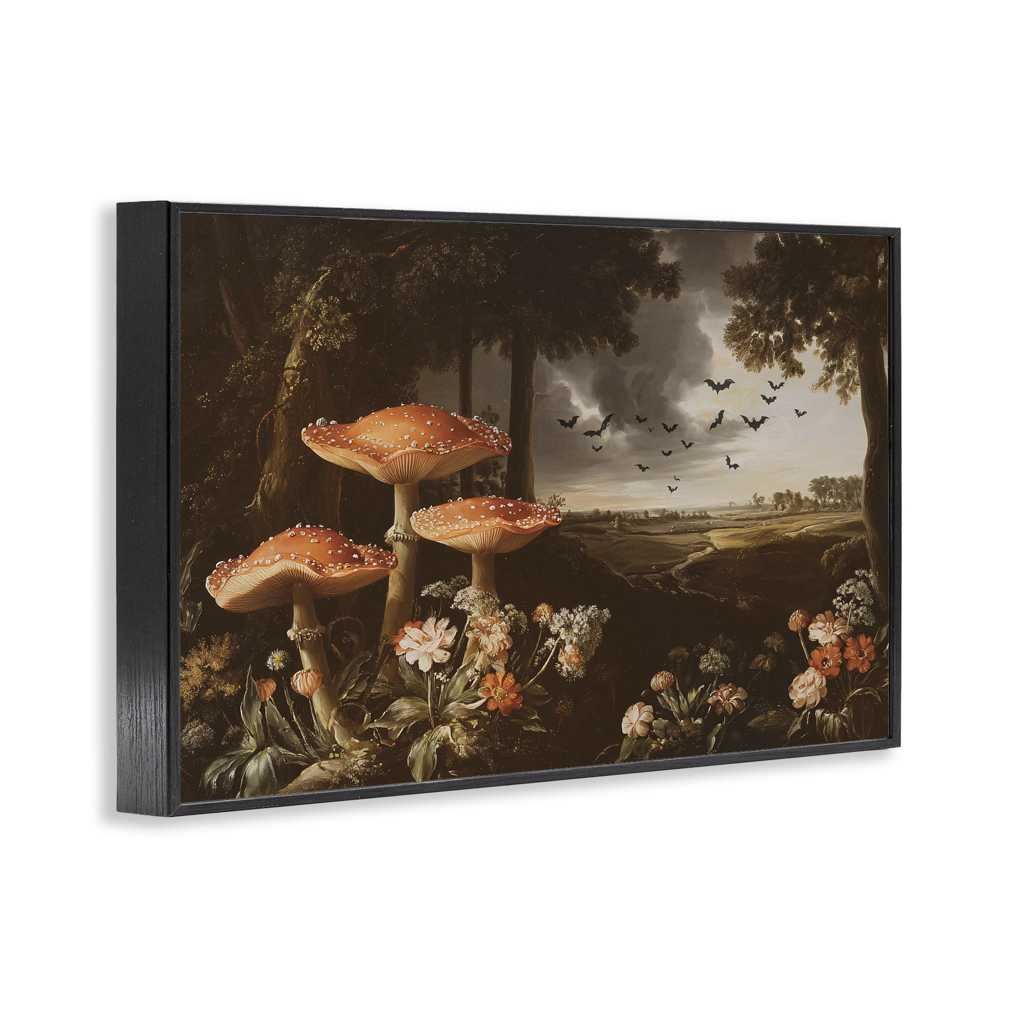 Stupell Industries Bats in Autumn Forest Black Framed Giclee Art, design by Jacky Ngan