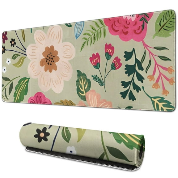 Long Mouse Pads for Desk,Vibrant Pioneer Flower Pattern Desk Mats on Top Of Desks, Desk Mouse Pad Extra Large with 3mm Non-Slip Base and Stitched Edge for Gaming,Office,Work,Home 31.5"x11.8"