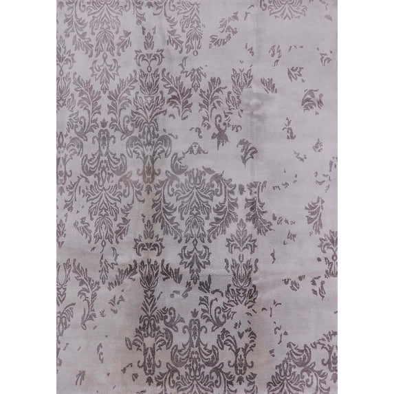 Ahgly Company Machine Washable Indoor Rectangle Industrial Modern Silver Pink Area Rugs, 5' x 8'